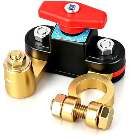 Batterietrennschalter 12V-24V Reinkupfer mit Doppelrotation, einstellbarer Anschlusswinkel, sicherer Batterieabschalter für Auto, LKW, Boot, Yacht und Wohnmobil