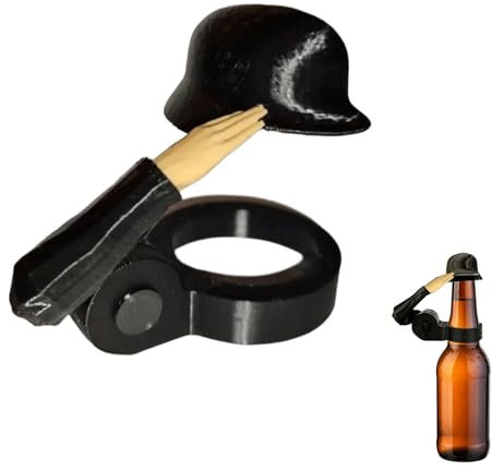 Bierflaschenverschluss, Flaschenverschluss Bierflaschen, Soldat Salute Bierflaschen Helm, Wiederverwendbar, Staubdichte Lustiger Dekorative Kappen (1 Stück Schwarz)
