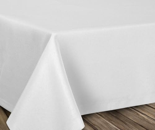 BEAUTEX fleckenabweisende und bügelfreie Tischdecke - Tischtuch mit Lotuseffekt - Tischwäsche in Leinenoptik, Eckig 110x160 cm, Weiss