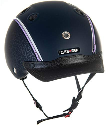 Casco Kinder Reithelm CHOICE blau metallic S (52-56cm) + MyStyle Wechselstreifen flieder (violett)