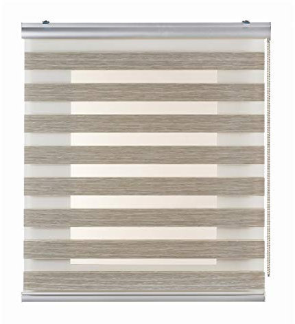 Estores Noche y Día Premium con Galería y cadeneta en Aluminio Máxima Calidad, Estores enrollables con Doble Tejido, Estor Noche y Dia | Color Textura Beige 80 cm x 250 cm STORESDECO