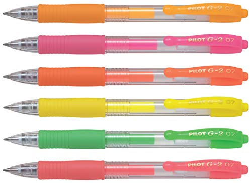 Pilot G2, Gelschreiber 0,4mm (Neon, 6er Set)