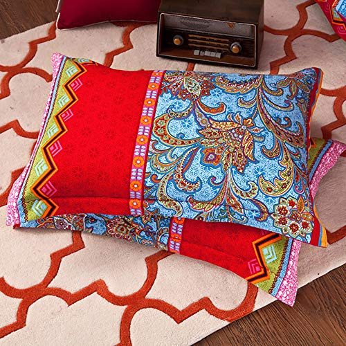 Lanqinglv 2er Set Bohemian Kissenbezug 40x80cm Boho Mandala Böhmisch | ÖKO-TEX Zertifiziert,Mikrofaser Vintage Hochwertiges Kopfkissen für Allergiker,mit Reißverschluss