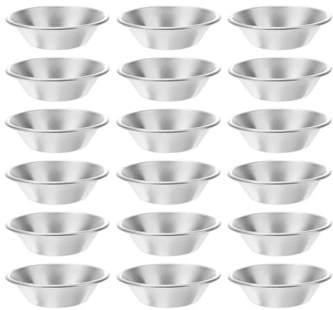 Cabilock Lot de 25 mini moules à tartelettes, muffins, gâteaux, desserts, petits gâteaux, muffins, putoirs, cupcakes ronds en alliage d'aluminium anti-adhésif