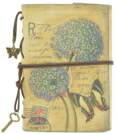 NectaRoy Carnet de Voyage, Rétro Vintage Cuir Journal Agenda, Carnet de Notes Rechargeable, Bloc-notes Avec des Pages Blanches, Carnet d'écriture