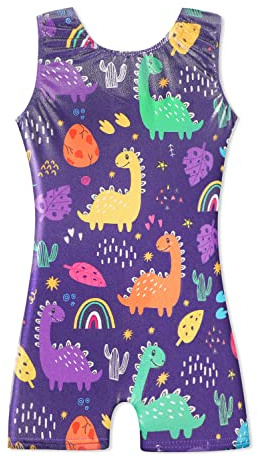 HOZIY Gymnastics Leotard Toddler Girl with Shorts Kids Outfits Bodysuits Biketard Dinosaur Strawberry Cactus 3t 4t 3-4t 3/4t Sparkly Purple Outfits Clothing Apparel