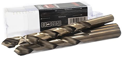 Ferrcan Punte per metallo HSS DIN338 M35 5% cobalto per forare in acciaio inox, ferro e altri metalli (confezione da 5 pezzi per misura) (12mm)