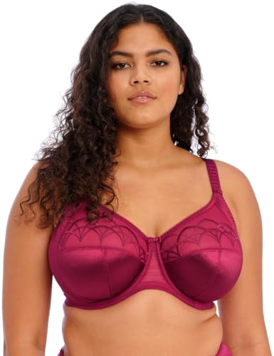 Elomi Women's Cate Underwire Full Cup Banded Bra Coverage, Sheer, Berry, 38GG US