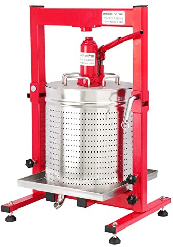 Mosakar Presse à fruits hydraulique 30 l Pression 3 tonnes Pièces contact avec jus en acier inoxydable AISI 304 Utilisation domestique