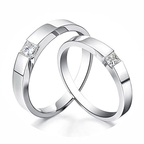 AMDXD Echt Ringe Diamant 0.4ct, 1 Paar Verlobungsring PT950 Platin Quadrat Design Partnerringe Trauringe Diamantring, Damen 60 & Herren 62