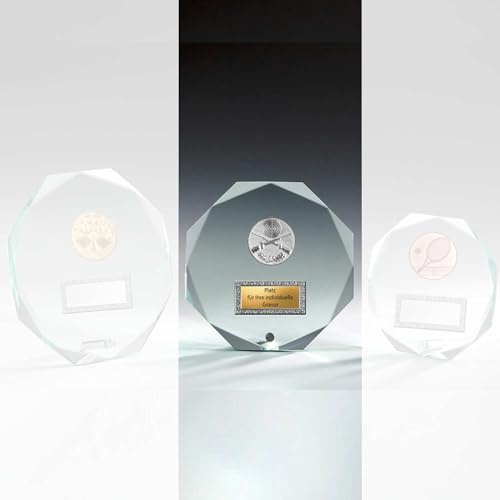 eberin · Jade-Glas 8-Eck mit Stift 12mm · Glaspokal mit Gravur · Pokale aus Glas · Ehrenpreis zum Jubiläum // Vereinsfest · Glastrophäe inkl. Blauer Geschenkbox ·