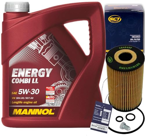 Ölfilter+Mannol 5W30 | SH4049P+Ölablassschraube 1113800100+MN1801+5W30 passend für 1.6+2.0 Tdi A1 A3 A4 A5 Q3 Q5 Golf 5 6