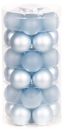 Inge Glas Weihnachtskugeln | Schöne Christbaumkugeln aus Glas | 30 Kugen in Dose | Christbaumschmuck Weihnachtsbaumschmuck Weihnachtsbaumkugeln (Corial Blue)