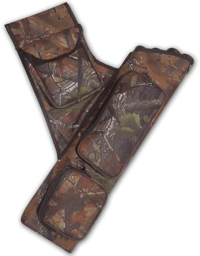 CarolUSA Archery Hunting, Indoor Outdoor Sport, Target Shooting Practicing 4 Arrow Tubes Nylon Fabric Hip Side Arrow Holder,Quiver,Bag with 3 Large Accessories Pockets (Right Handed)