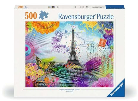 Ravensburger 12000772 - Postcard from Paris - 500 pieces jigsaw puzzle – Puzzle for adults and kids age 12 years up, Paris jigsaw