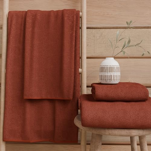 PETTI Artigiani Italiani - Asciugamani Bagno in 100% Spugna di Cotone, Set Asciugamani 1+1, 2 Pezzi 1 Asciugamano Viso e 1 Asciugamano Mani, Asciugamani Terra Cotta