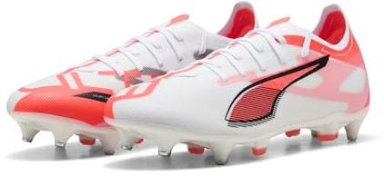 PUMA Ultra 5 Match MXSG, Unisex Fussballschuh, PUMA White-PUMA Black-Glowing RED,