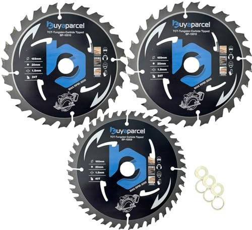BAP Cordless Circular Saw Blade 3PK 165mm X 20 24 + 40 Teeth TCT Carbide Tipped