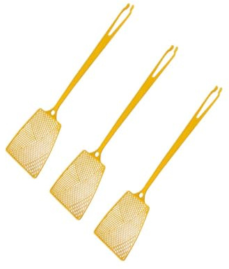 Fackelmann 9940550 Lot de 3 Tapettes à Mouche Colorée, Tapette à Mouches, Tue Mouche avec Pince pour Ramasser Les Insectes, Tapette, Plastique, Rouge, Jaune, Noir, 40 x 10 cm