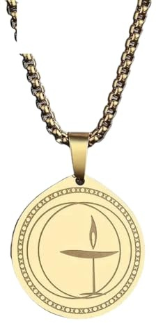HOIHULK Flaming Chalice Pendant Necklace For Men Unitarian Universalism Stainless Steel Jewelry Geometric Simple Necklace, Free size, Stainless Steel, No Gemstone