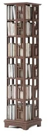 YGLEEULI Drehbares Bücherregal Trennwand Offenes Bücherregal Räder Designs Hohes schmales mobiles Bücherregal aus Holz Drehbares Display Bibliotheksmöbel