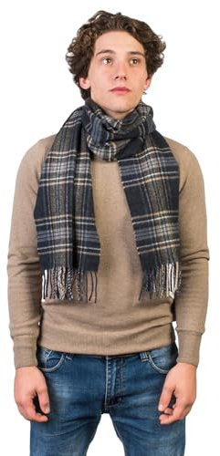Dalle Piane Cashmere - Schottischer Schal aus Wolle und Kaschmir, Made in Italy - Herren, Farbe: Grau, Einheitsgröße.