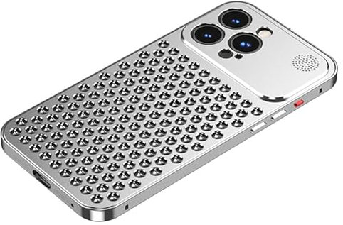 Métal Coque pour IPhone 16 Pro Max/16 Pro, Coque Ultra-Mince avec Protection De Caméra, Aromathérapie Intégrable Dissipation Thermique Respirante Coque(Silver,16 Pro)