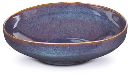 Bonsoo PORZELLAN Schale Mystic Ø 26 cm 1800 ml | große vielseitige Servierschale für Salate, Obst & mehr | Suppenschale Pastateller | elegantes organisches Design kratzfest | in Mystic dunkelblau