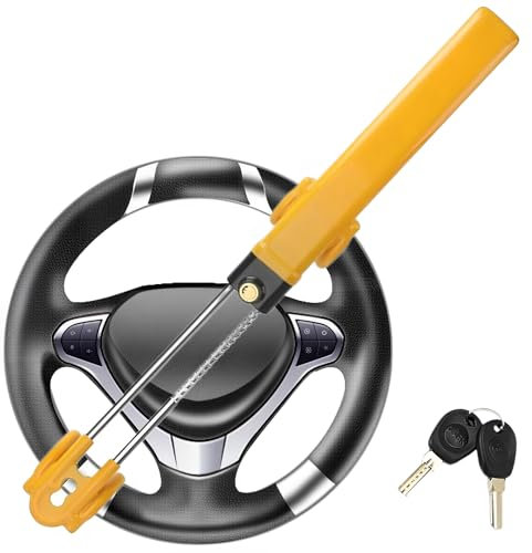 YYAOEMI Steering Wheel Lock Universal Car Anti Theft Steer Locks High Visibility Car Steering Wheel Lock Heavy Duty Anti-Theft Device Fit for SUVs, Motorhomes 2 Keys
