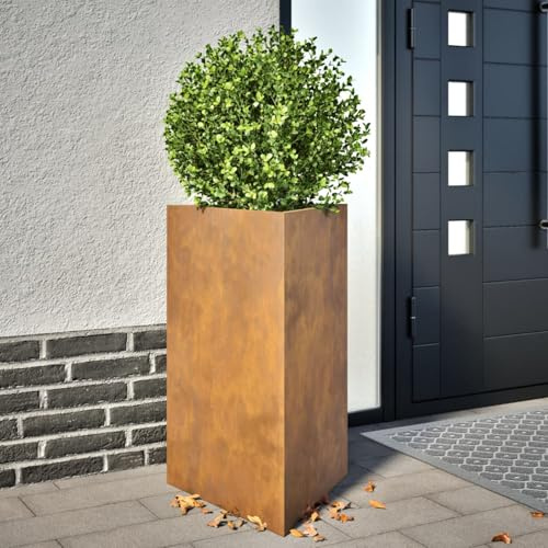 Gecheer Jardinière en Acier Résistant aux Intempéries, Décorative et Pratique, Sans Trou de Drainage - 30x30x30 cm
