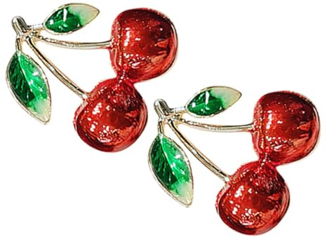 Broche Cereza Rojo 2 Piezas de Aleación para Mujer Joven