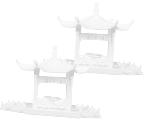 Vaguelly 2pcs Model Pavilion Miniature Garden Decor Pavilion Shape for Outdoor Scenes Scale Park Landscape Accessory for Bonsai and Landscapes