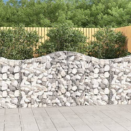 Verderoom Cesto Gabbione ad Arco, Gabbione in Rete Metallica, Gabbioni Metallici, Gabbioni da Giardino, Gabbione per Sassi, 3pz 200x30x100/120cm Ferro Zincato