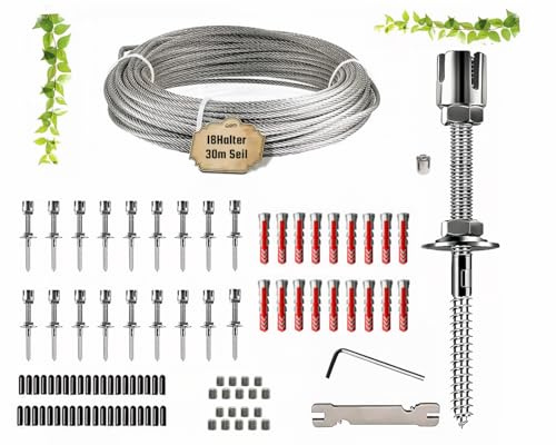 18 Stück Rankhilfe Wand Edelstahl Metall Halter Drahtseil Kletterhilfe Pflanzen Stütze