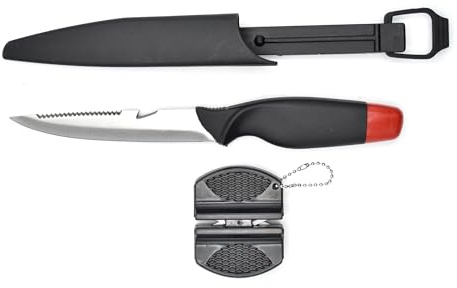 NAMAKA Kit Coltello da Pesca con Lama da Sfiletto in Acciaio Inossidabile e Affilatore Portatile Ideale Slatwater e Frashwater