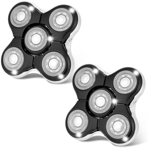 AOOWU 2pc Glatzen Rasierer Ersatzköpfe, Kopfrasierer Scherkopf, Rasierer Herren Ersatzköpfe Kompatibel mit Balder Pro Glatzenrasierer RX5, XR7000, XR1500 Series Kopf Rasierer