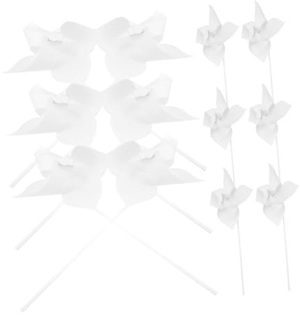 TOYANDONA 12 Pièces Moulin à Vent Papier Blanc Non Décoré Kit De Bricolage DIY pour Garçon Fille Activités De Peinture Jardinage