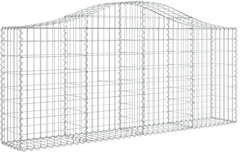 Panier de Gabion, Panier à Pierre Gabion Mur de Soutènement Clôture de Jardin arqué 200x30x80/100 cm Fer galvanisé