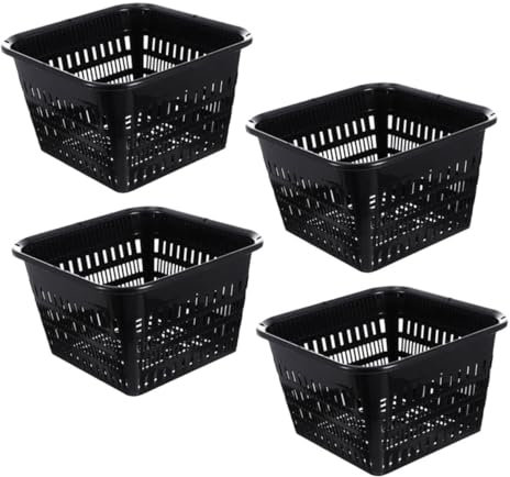 Toyvian Panier Hydroponique Carré pour Orchidées, 4 Pièces, en Plastique Noir, Réutilisable, Aéré, pour Culture Hydroponique de Plantes et Légumes