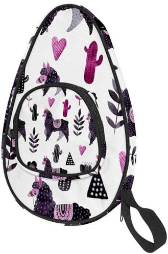 VAPOKF Housse pour raquette de tennis de table, alpaga aquarelle avec sac de raquette de ping-pong cactus avec pochette pour 4 à 5 balles