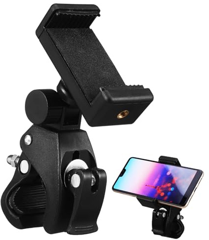 Soporte de Pinza para Teléfono Móvil Giratorio 180° Negro Abs | Pie de Micro, Grabación, Instalación Fácil, Ángulos de Visión Ajustables, para Músicos
