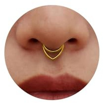 LunarCharm 2 pièces de bague septum dorée empilée, 16G créoles, acier inoxydable 316L, 12mm clic septum avec charnière, anneau de nez piercing, piercing corporel bagues lèvres