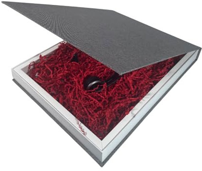 Geschenkbox XL mit Stoffbezug | stabile Aufbewahrungsbox aus Karton mit Inlay | Elegante Geschenkverpackung 39,5 x 30 x 4 cm Innenmaß | Edle Box für Fotobuch | Geschenk zu Weihnachten & Geburtstagen