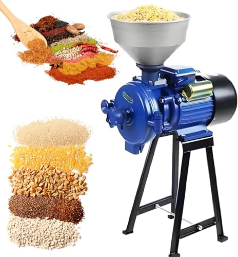Mavdecll 3000W Electric Grain Mill Grinder, Commercial Dry & Wet Grinder, Adjustable Coarseness, with Stainless Steel Funnel, for Grinding Rice, Corn, Wheat, Feed