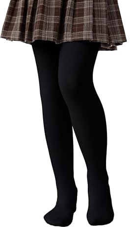HeyUU Medias térmicas para niñas con forro para niños Leggings calentitas para ballet medias térmicas de invierno para niñas, Negro , 6-8 años