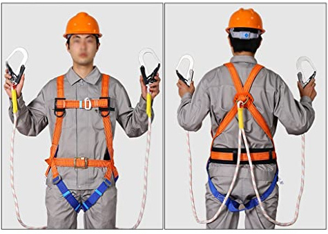 YHNNH Kits de arneses seguridad cuerpo completo, protección contra caídas, escalada con gancho y cuerda(Double Hook,3 Months)