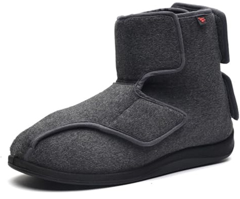 Genérico Zapatillas de Estar Diabéticos Ancho Especial Hombre Cálidas Invierno Forro de Peluche Botas de Casa Zapatos (gris, L, Adulto, 44, Números, Sistema tallas calzado EU, X-Ancho)