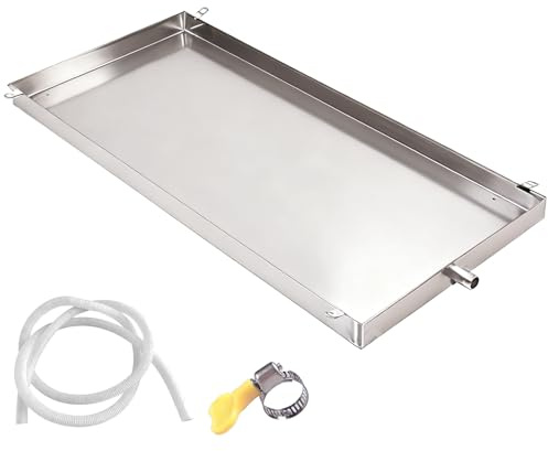 Auffangwanne Groß 5 Cm Mehr Fassungsvermögen Konstruktion Aus Edelstahl 304 Auffangwanne Automatische Ölauffangwanne Auffangschale für Klimaanlagen(32.5 * 80 * 5cm)