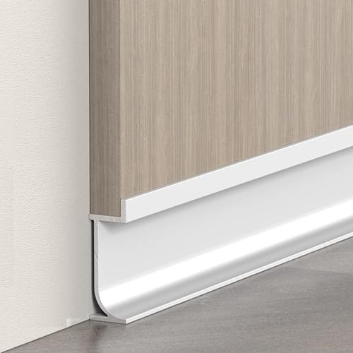 Zócalo empotrado de aleación de aluminio blanco mate de 125 cm x 4 piezas, minimalista de 2/3/5 cm de altura para paneles de pared ocultos, elegante diseño cóncavo, duradero y elegante