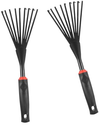 Alasum Rastrello da Giardinaggio a Mano 9 Denti con Impugnatura Ergonomica Antiscivolo, Set 2 Pezzi per Raccolta Foglie ed Erbacce, Attrezzo Portatile per Giardino e Orto